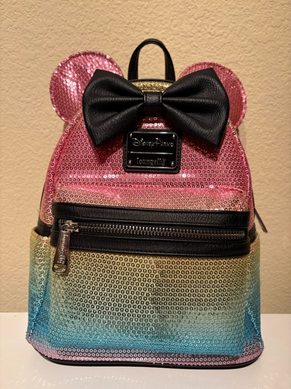 Loungefly Sequined Mini Backpack - Pink, Gold, Blue Gradient